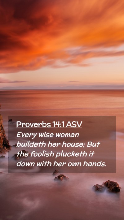 Picture 02 - Proverbs 14:1 ASV Mobile Phone Wallpaper - Every wise woman buildeth her house; But the - Mobile Bible Verse Wallpaper