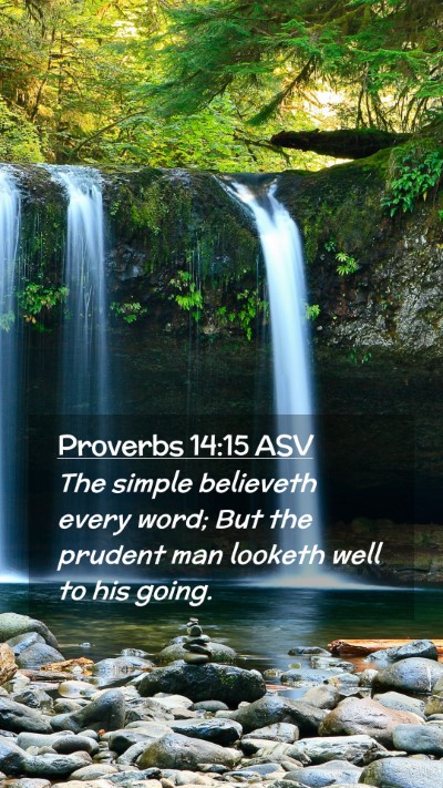 Picture 02 - Proverbs 14:15 ASV Mobile Phone Wallpaper - The simple believeth every word; But the prudent - Mobile Bible Verse Wallpaper