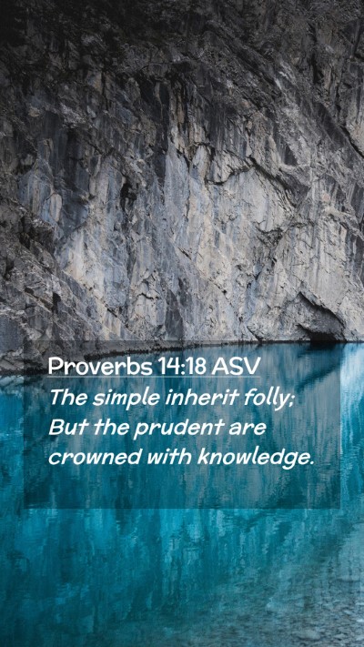 Picture 02 - Proverbs 14:18 ASV Mobile Phone Wallpaper - The simple inherit folly; But the prudent are - Mobile Bible Verse Wallpaper