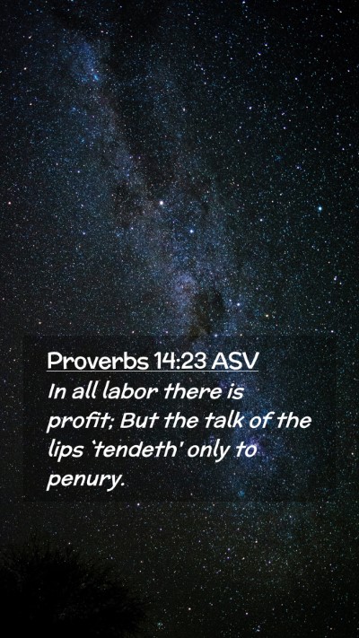 Picture 02 - Proverbs 14:23 ASV Mobile Phone Wallpaper - In all labor there is profit; But the talk of the - Mobile Bible Verse Wallpaper
