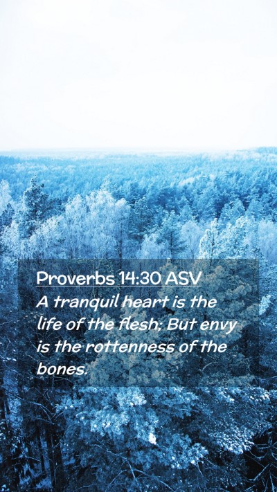 Picture 02 - Proverbs 14:30 ASV Mobile Phone Wallpaper - A tranquil heart is the life of the flesh; But - Mobile Bible Verse Wallpaper