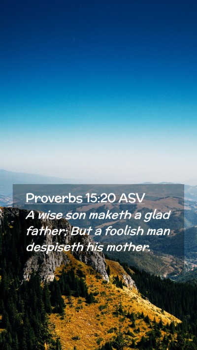Picture 02 - Proverbs 15:20 ASV Mobile Phone Wallpaper - A wise son maketh a glad father; But a foolish - Mobile Bible Verse Wallpaper