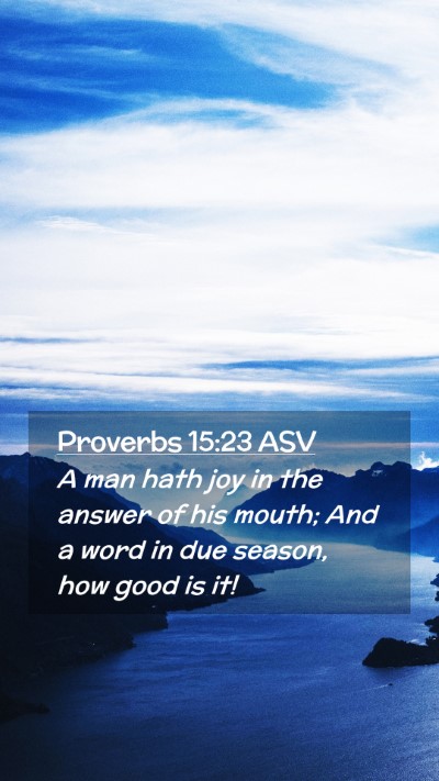 Picture 02 - Proverbs 15:23 ASV Mobile Phone Wallpaper - A man hath joy in the answer of his mouth; And a - Mobile Bible Verse Wallpaper