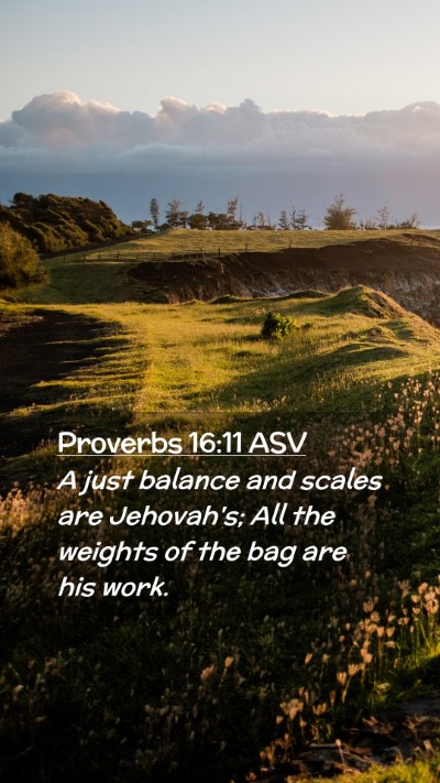Picture 02 - Proverbs 16:11 ASV Mobile Phone Wallpaper - A just balance and scales are Jehovah's; All the - Mobile Bible Verse Wallpaper