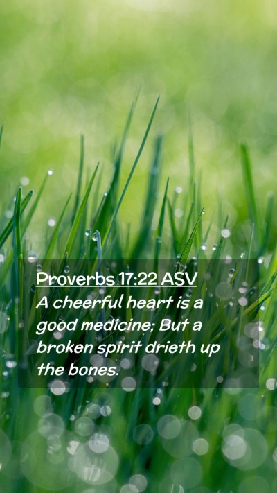 Picture 02 - Proverbs 17:22 ASV Mobile Phone Wallpaper - A cheerful heart is a good medicine; But a broken - Mobile Bible Verse Wallpaper