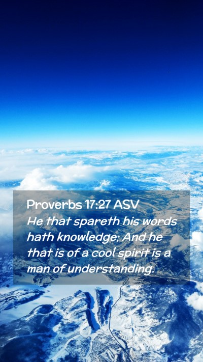 Picture 02 - Proverbs 17:27 ASV Mobile Phone Wallpaper - He that spareth his words hath knowledge; And he - Mobile Bible Verse Wallpaper