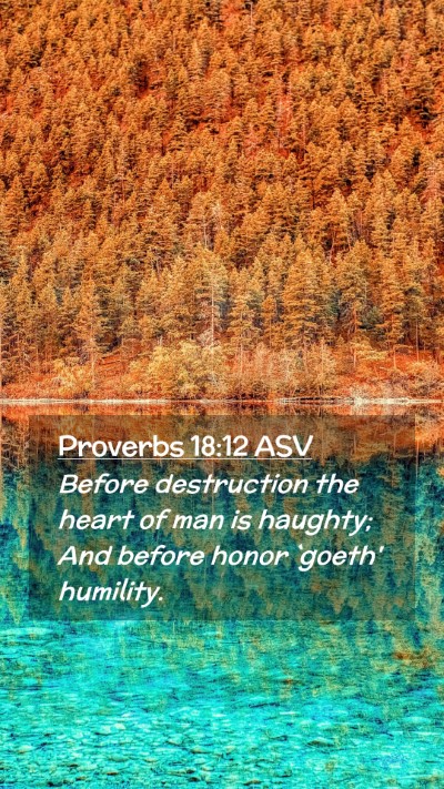 Picture 02 - Proverbs 18:12 ASV Mobile Phone Wallpaper - Before destruction the heart of man is haughty; - Mobile Bible Verse Wallpaper