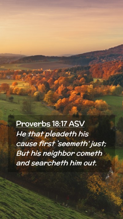 Picture 02 - Proverbs 18:17 ASV Mobile Phone Wallpaper - He that pleadeth his cause first `seemeth' just; - Mobile Bible Verse Wallpaper