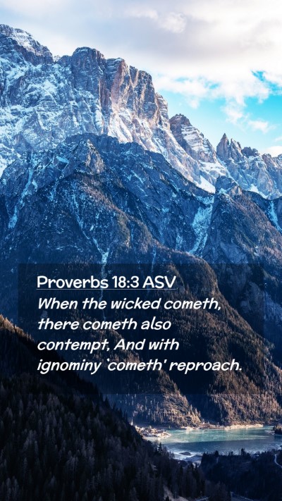 Picture 02 - Proverbs 18:3 ASV Mobile Phone Wallpaper - When the wicked cometh, there cometh also - Mobile Bible Verse Wallpaper