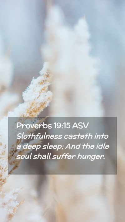 Picture 02 - Proverbs 19:15 ASV Mobile Phone Wallpaper - Slothfulness casteth into a deep sleep; And the - Mobile Bible Verse Wallpaper