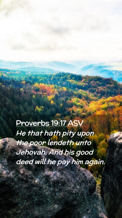 Picture 02 - Proverbs 19:17 ASV Mobile Phone Wallpaper - He that hath pity upon the poor lendeth unto - Mobile Bible Verse Wallpaper