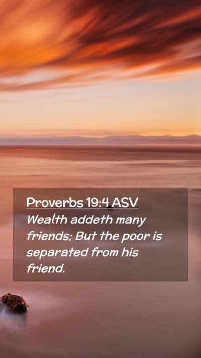 Picture 02 - Proverbs 19:4 ASV Mobile Phone Wallpaper - Wealth addeth many friends; But the poor is - Mobile Bible Verse Wallpaper