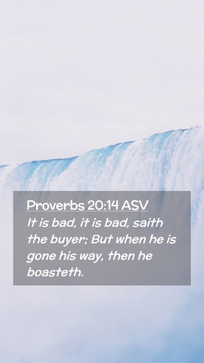 Picture 02 - Proverbs 20:14 ASV Mobile Phone Wallpaper - It is bad, it is bad, saith the buyer; But when - Mobile Bible Verse Wallpaper