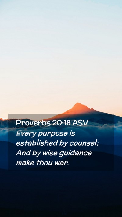 Picture 02 - Proverbs 20:18 ASV Mobile Phone Wallpaper - Every purpose is established by counsel; And by - Mobile Bible Verse Wallpaper