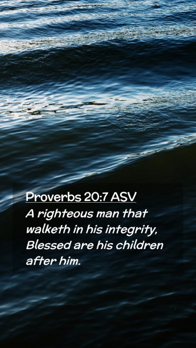 Picture 02 - Proverbs 20:7 ASV Mobile Phone Wallpaper - A righteous man that walketh in his integrity, - Mobile Bible Verse Wallpaper