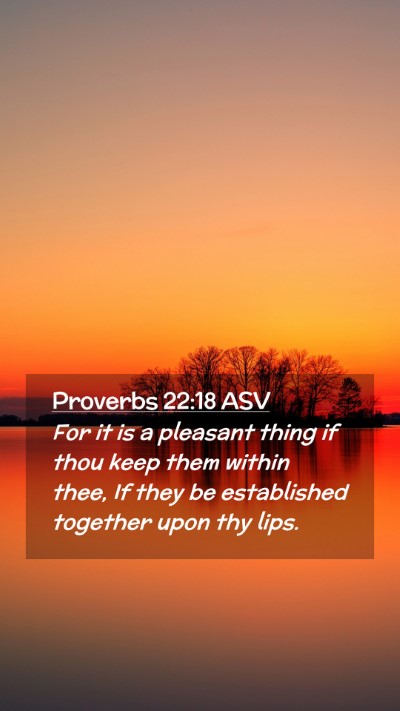 Picture 02 - Proverbs 22:18 ASV Mobile Phone Wallpaper - For it is a pleasant thing if thou keep them - Mobile Bible Verse Wallpaper
