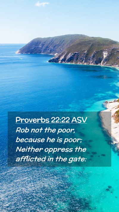 Picture 02 - Proverbs 22:22 ASV Mobile Phone Wallpaper - Rob not the poor, because he is poor; Neither - Mobile Bible Verse Wallpaper
