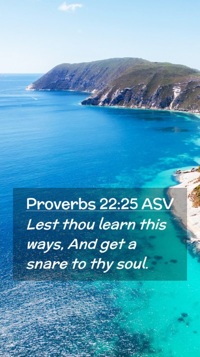 Picture 02 - Proverbs 22:25 ASV Mobile Phone Wallpaper - Lest thou learn this ways, And get a snare to thy - Mobile Bible Verse Wallpaper