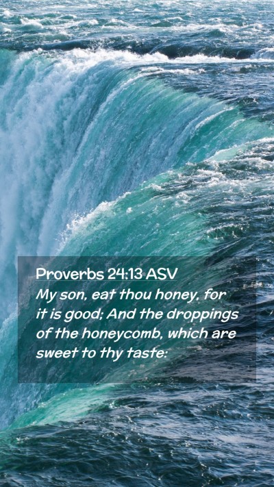 Picture 02 - Proverbs 24:13 ASV Mobile Phone Wallpaper - My son, eat thou honey, for it is good; And the - Mobile Bible Verse Wallpaper