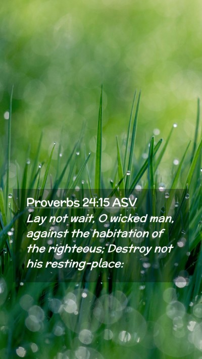 Picture 02 - Proverbs 24:15 ASV Mobile Phone Wallpaper - Lay not wait, O wicked man, against the - Mobile Bible Verse Wallpaper
