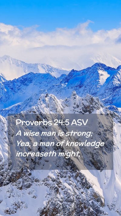 Picture 02 - Proverbs 24:5 ASV Mobile Phone Wallpaper - A wise man is strong; Yea, a man of knowledge - Mobile Bible Verse Wallpaper