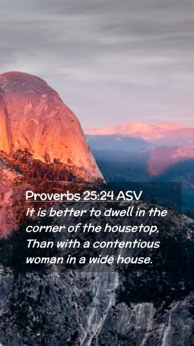 Picture 02 - Proverbs 25:24 ASV Mobile Phone Wallpaper - It is better to dwell in the corner of the - Mobile Bible Verse Wallpaper