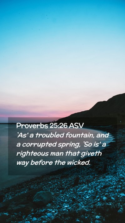 Picture 02 - Proverbs 25:26 ASV Mobile Phone Wallpaper - `As' a troubled fountain, and a corrupted spring, - Mobile Bible Verse Wallpaper