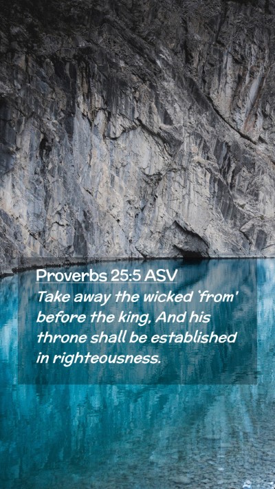 Picture 02 - Proverbs 25:5 ASV Mobile Phone Wallpaper - Take away the wicked `from' before the king, And - Mobile Bible Verse Wallpaper