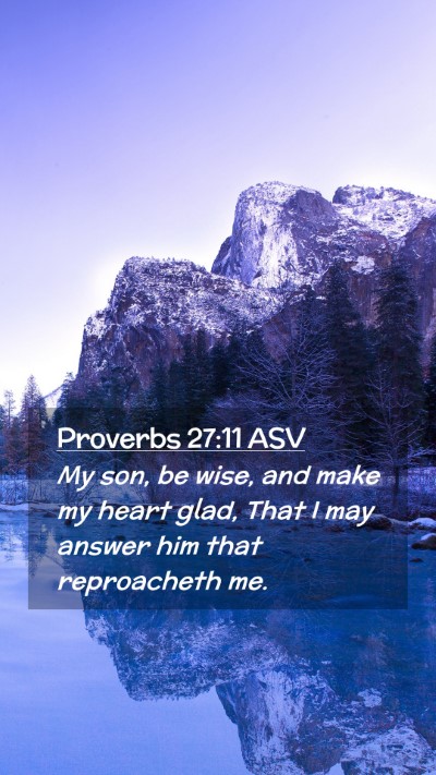 Picture 02 - Proverbs 27:11 ASV Mobile Phone Wallpaper - My son, be wise, and make my heart glad, That I - Mobile Bible Verse Wallpaper