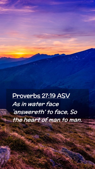 Picture 02 - Proverbs 27:19 ASV Mobile Phone Wallpaper - As in water face `answereth' to face, So the - Mobile Bible Verse Wallpaper