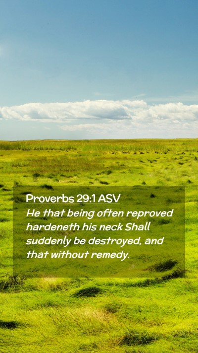 Picture 02 - Proverbs 29:1 ASV Mobile Phone Wallpaper - He that being often reproved hardeneth his neck - Mobile Bible Verse Wallpaper