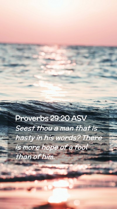 Picture 02 - Proverbs 29:20 ASV Mobile Phone Wallpaper - Seest thou a man that is hasty in his words? - Mobile Bible Verse Wallpaper