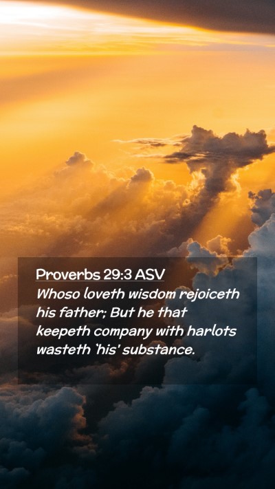 Picture 02 - Proverbs 29:3 ASV Mobile Phone Wallpaper - Whoso loveth wisdom rejoiceth his father; But he - Mobile Bible Verse Wallpaper