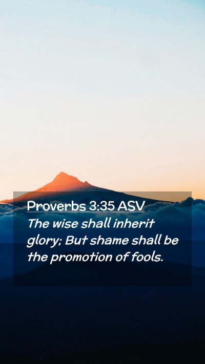 Picture 02 - Proverbs 3:35 ASV Mobile Phone Wallpaper - The wise shall inherit glory; But shame shall be - Mobile Bible Verse Wallpaper