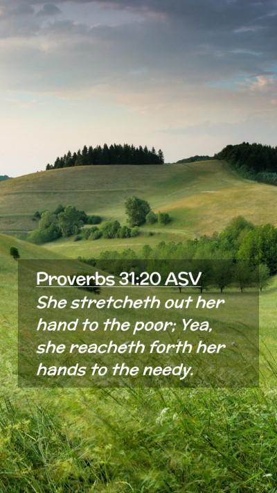 Picture 02 - Proverbs 31:20 ASV Mobile Phone Wallpaper - She stretcheth out her hand to the poor; Yea, she - Mobile Bible Verse Wallpaper