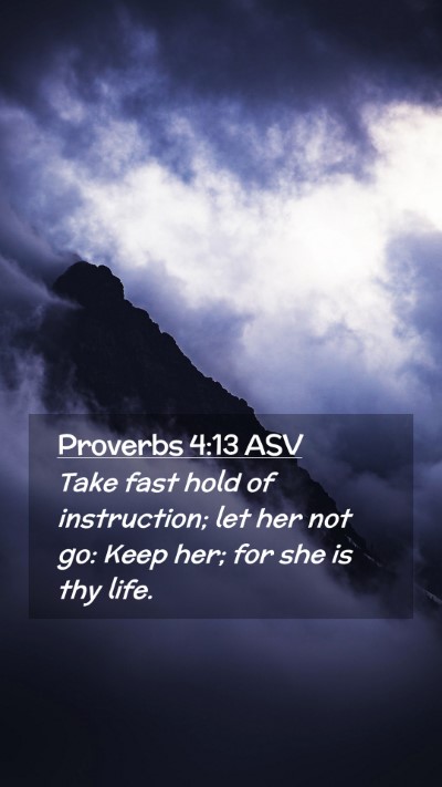Picture 02 - Proverbs 4:13 ASV Mobile Phone Wallpaper - Take fast hold of instruction; let her not go: - Mobile Bible Verse Wallpaper