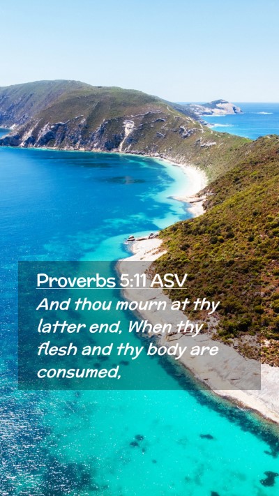 Picture 02 - Proverbs 5:11 ASV Mobile Phone Wallpaper - And thou mourn at thy latter end, When thy flesh - Mobile Bible Verse Wallpaper