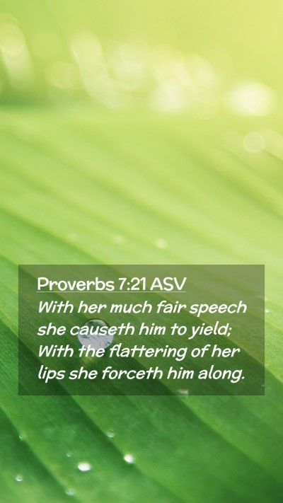 Picture 02 - Proverbs 7:21 ASV Mobile Phone Wallpaper - With her much fair speech she causeth him to - Mobile Bible Verse Wallpaper