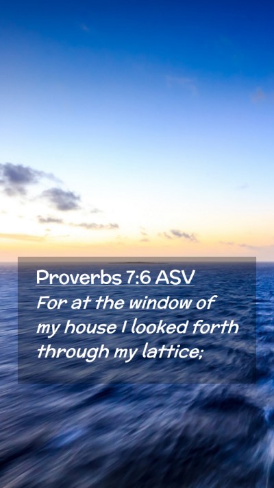 Picture 02 - Proverbs 7:6 ASV Mobile Phone Wallpaper - For at the window of my house I looked forth - Mobile Bible Verse Wallpaper