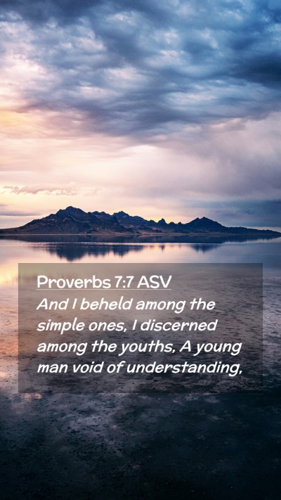 Picture 02 - Proverbs 7:7 ASV Mobile Phone Wallpaper - And I beheld among the simple ones, I discerned - Mobile Bible Verse Wallpaper