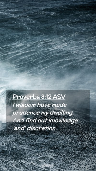 Picture 02 - Proverbs 8:12 ASV Mobile Phone Wallpaper - I wisdom have made prudence my dwelling, And find - Mobile Bible Verse Wallpaper