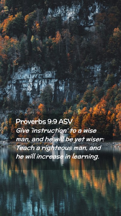 Picture 02 - Proverbs 9:9 ASV Mobile Phone Wallpaper - Give `instruction' to a wise man, and he will be - Mobile Bible Verse Wallpaper