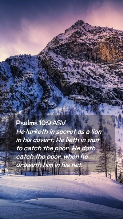 Picture 02 - Psalms 10:9 ASV Mobile Phone Wallpaper - He lurketh in secret as a lion in his covert; He - Mobile Bible Verse Wallpaper