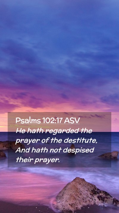 Picture 02 - Psalms 102:17 ASV Mobile Phone Wallpaper - He hath regarded the prayer of the destitute, And - Mobile Bible Verse Wallpaper