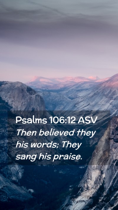 Picture 02 - Psalms 106:12 ASV Mobile Phone Wallpaper - Then believed they his words; They sang his - Mobile Bible Verse Wallpaper