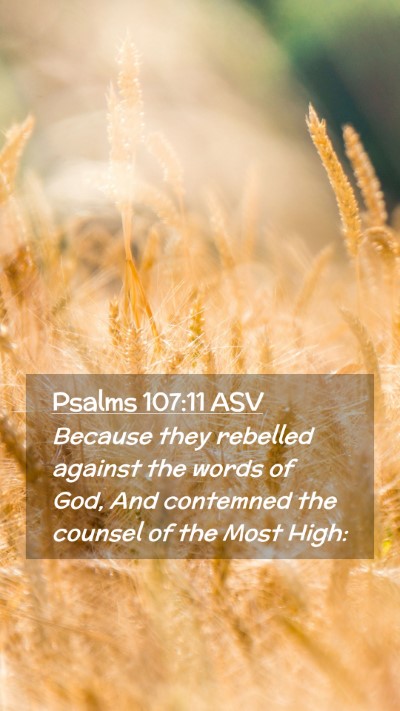 Picture 02 - Psalms 107:11 ASV Mobile Phone Wallpaper - Because they rebelled against the words of God, - Mobile Bible Verse Wallpaper