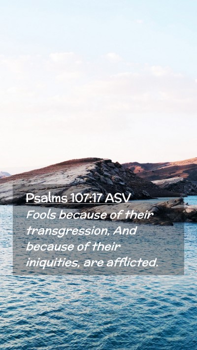 Picture 02 - Psalms 107:17 ASV Mobile Phone Wallpaper - Fools because of their transgression, And because - Mobile Bible Verse Wallpaper