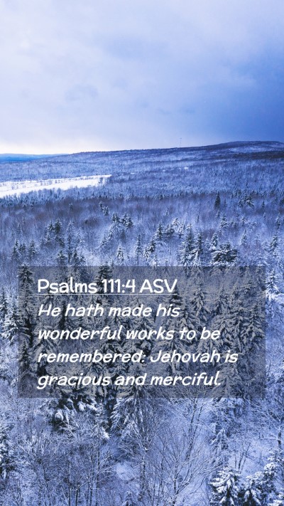 Picture 02 - Psalms 111:4 ASV Mobile Phone Wallpaper - He hath made his wonderful works to be - Mobile Bible Verse Wallpaper