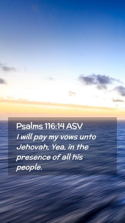 Picture 02 - Psalms 116:14 ASV Mobile Phone Wallpaper - I will pay my vows unto Jehovah, Yea, in the - Mobile Bible Verse Wallpaper