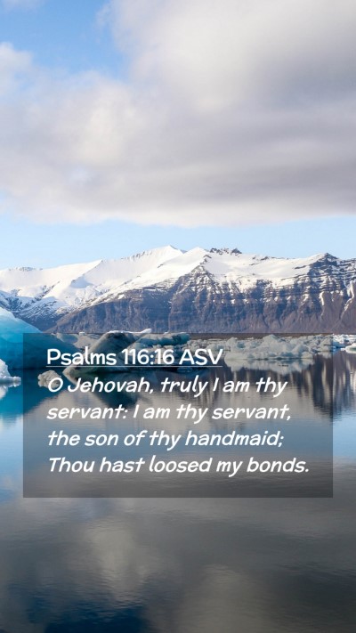 Picture 02 - Psalms 116:16 ASV Mobile Phone Wallpaper - O Jehovah, truly I am thy servant: I am thy - Mobile Bible Verse Wallpaper